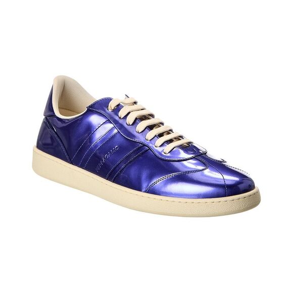 Ferragamo Achille 1 Leather Sneaker Blue